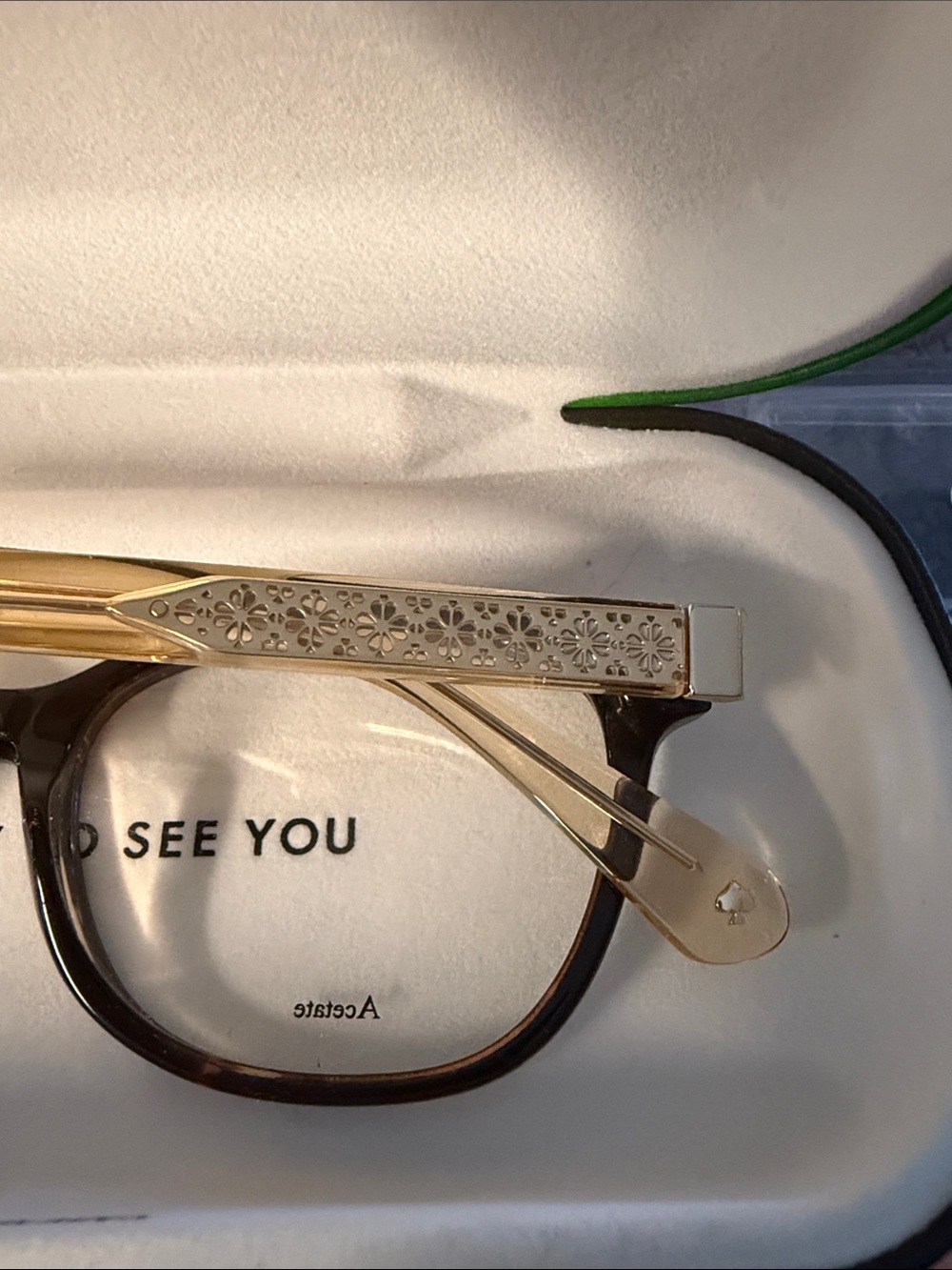 kate spade gold and brown floral temple eyeglasses